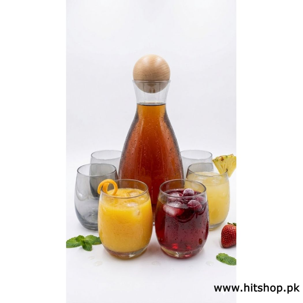Water Set 7 pcs Nordic Classic Style Glass Set With Cork Lid